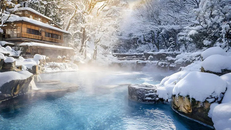 Visita a onsen tradicional en invierno